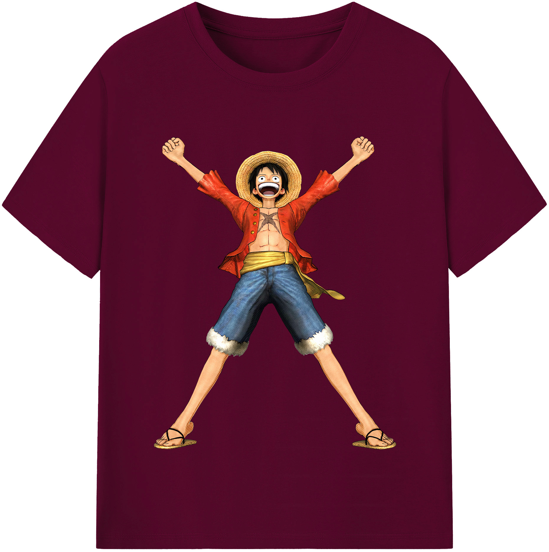ワンピース モンキー・D・ルフィ ONE PIECE Monkey D. Luffy レディースカジュアルプリントTシャツ（綿100％）